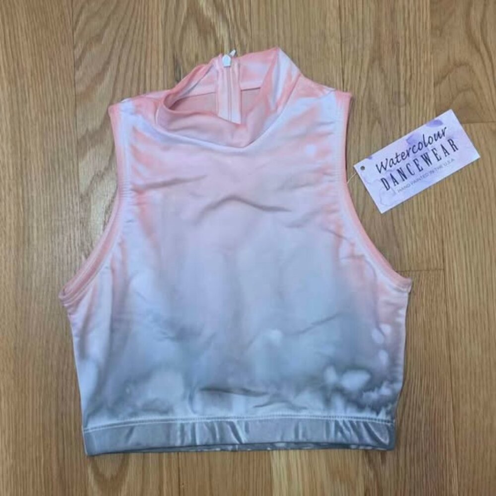 WATERCOLOUR Women's Hand Painted Mock Neck Crop Top, Size Adult Small